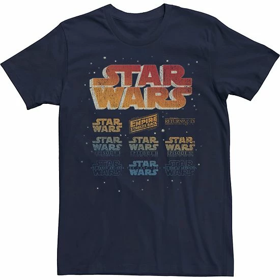 Licensed Character Men's Star Wars Faded Movie Logos Tee Charcoal 4 Licensed Character Men's Star Wars Faded Movie Logos Tee Charcoal - Image 2