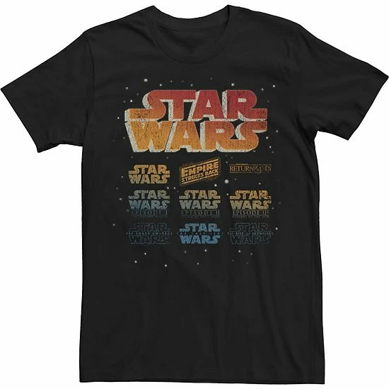 Licensed Character Men's Star Wars Faded Movie Logos Tee Charcoal 6 Licensed Character Men's Star Wars Faded Movie Logos Tee Charcoal - Image 4
