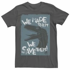 Licensed Character Men's Jurassic World Two We Made Them We Save Them Tee Charcoal -Licensed Character Shop unnamed file 28127