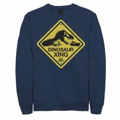 Licensed Character Men's Jurassic Park Dinosaur Crossing Yellow Sign Sweatshirt Athletic Heather -Licensed Character Shop unnamed file 28149