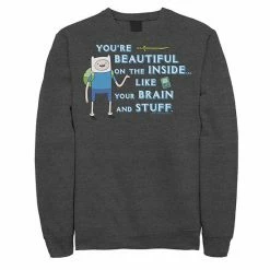 Licensed Character Men's Adventure Time Finn You're Beautiful On The Inside Portrait Fleece Athletic Heather -Licensed Character Shop unnamed file 28152