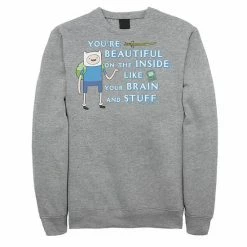 Licensed Character Men's Adventure Time Finn You're Beautiful On The Inside Portrait Fleece Athletic Heather -Licensed Character Shop unnamed file 28153