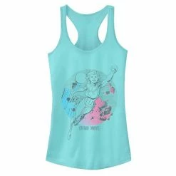 Licensed Character Juniors' Captain Marvel Comic Skyline Portrait Tank Top Cancun