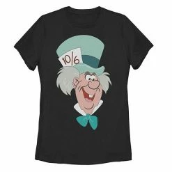 Licensed Character Juniors' Disney's Alice In Wonderland Mad Hatter Big Face Tee White -Licensed Character Shop unnamed file 28222