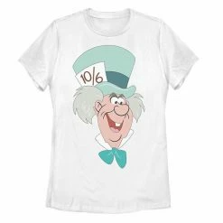 Licensed Character Juniors' Disney's Alice In Wonderland Mad Hatter Big Face Tee White -Licensed Character Shop unnamed file 28223