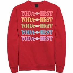 Licensed Character Men's Star Wars Pride Yoda Best Rainbow Text Stack Sweatshirt Red -Licensed Character Shop unnamed file 28274