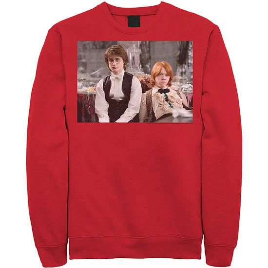 Licensed Character Men's Goblet Of Fire Harry And Ron Photo Real Sweatshirt Red 3 Licensed Character Men's Goblet Of Fire Harry And Ron Photo Real Sweatshirt Red