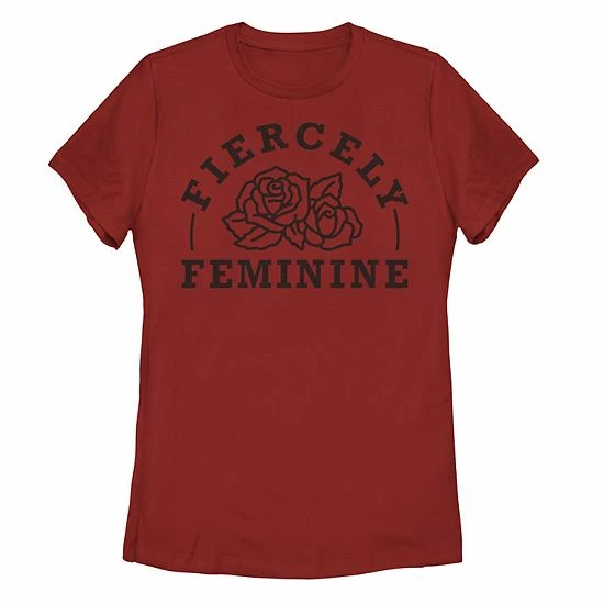 Licensed Character Juniors Fiercely Feminine Floral Text Tee Red 5 Licensed Character Juniors Fiercely Feminine Floral Text Tee Red - Image 3