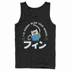 Licensed Character Men's Adventure Time Finn I'm Gonna Blow Your Minds Kanji Portrait Tank Navy -Licensed Character Shop unnamed file 28319
