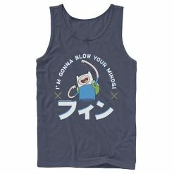 Licensed Character Men's Adventure Time Finn I'm Gonna Blow Your Minds Kanji Portrait Tank Navy -Licensed Character Shop unnamed file 28320