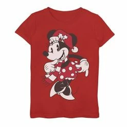 Licensed Character Girls 7-16 Girls Disney Minnie Mouse Santa Hat Portrait Tee
