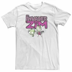 Licensed Character Big & Tall Nickelodeon Invader Zim And Gir Watercolor Portrait Logo Tee Navy Heather