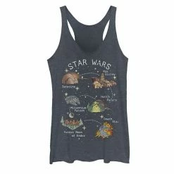 Licensed Character Juniors' Star Wars Vibrant Pop Art Map Tank Top Navy Heather -Licensed Character Shop unnamed file 28484