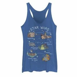 Licensed Character Juniors' Star Wars Vibrant Pop Art Map Tank Top Navy Heather -Licensed Character Shop unnamed file 28485