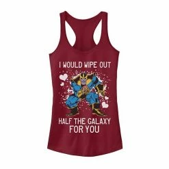Licensed Character Juniors' Marvel Thanos Half The Galaxy Valentine Tank Top Black