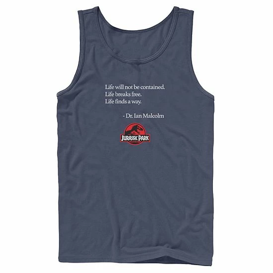 Licensed Character Men's Jurassic Park Life Finds A Way Quote Tank Royal 3 Licensed Character Men's Jurassic Park Life Finds A Way Quote Tank Royal
