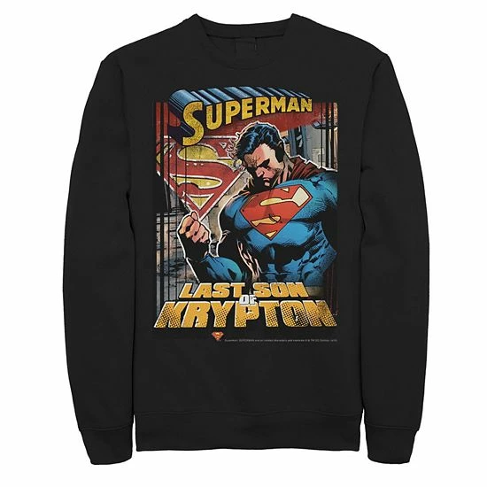 Licensed Character Men's DC Comics Superman Last Son Of Krypton Text Poster Sweatshirt Black 6 Licensed Character Men's DC Comics Superman Last Son Of Krypton Text Poster Sweatshirt Black - Image 4
