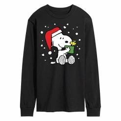 Licensed Character Men's Peanuts Present Long Sleeve Tee Black -Licensed Character Shop unnamed file 2853