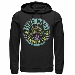 Licensed Character Men's Star Wars Millennium Falcon Neon Circle Logo Hoodie Black