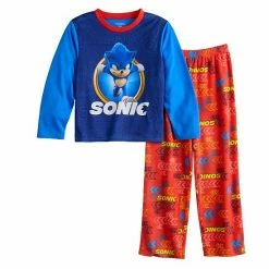 Licensed Character Boys 4-10 Sonic The Hedgehog Top & Bottoms Pajama Set