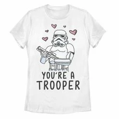 Licensed Character Juniors' Star Wars You're A Trooper Floating Hearts Tee White