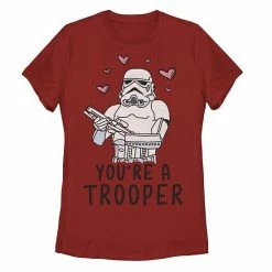 Licensed Character Juniors' Star Wars You're A Trooper Floating Hearts Tee White -Licensed Character Shop unnamed file 28643