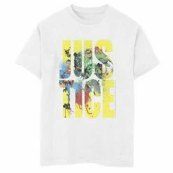 Licensed Character Boys 8-20 Justice League Justice Character Fill Letter Stack Graphic Tee White