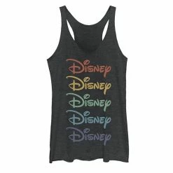 Licensed Character Juniors' Disney Stacked Rainbow Tank Black Heather