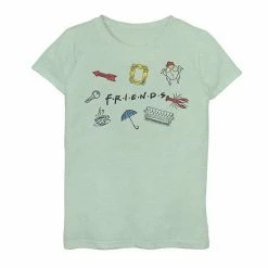 Licensed Character Girls 7-16 Friends Logo Jumble Graphic Tee Green Apple