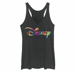 Licensed Character Juniors' Disney Rainbow Tie-Dye Logo Tank Black