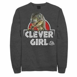 Licensed Character Men's Jurassic Park Velociraptor Real Clever Sweatshirt Char Hthr -Licensed Character Shop unnamed file 28921
