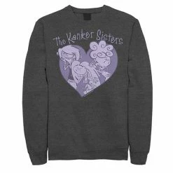 Licensed Character Men's Ed Edd And Eddy The Kanker Sisters Purple Hue Heart Fleece Charcoal Heather -Licensed Character Shop unnamed file 28924