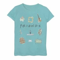 Licensed Character Girls 7-16 Friends Classic Logo Icons Graphic Tee Pink