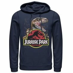Licensed Character Men's Jurassic Park Raptor Holding Colored Logo Graphic Pullover Hoodie Navy -Licensed Character Shop unnamed file 29032