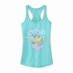 Licensed Character Juniors' Disney's Aladdin Genie Lamp Wishes Granted Tank Top Black