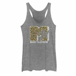 Licensed Character Juniors' MTV Logo Cheetah Print Graphic Tank Gray Heather -Licensed Character Shop unnamed file 29099