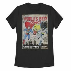 Licensed Character Juniors' Justice League Worlds Best Comics Vintage Comic Tee Red -Licensed Character Shop unnamed file 29336