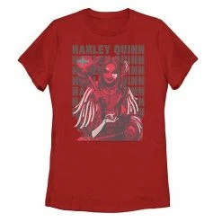 Licensed Character Juniors' Harley Quinn: Birds Of Prey Harley Stacked Tee Red