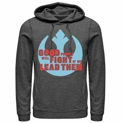Licensed Character Men's Star Wars: The Rise Of Skywalker Good People Fight Rebel Hoodie Charcoal Heather -Licensed Character Shop unnamed file 29366