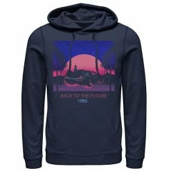 Licensed Character Men's Back To The Future 1985 Neon Delorean Sunset Hoodie Navy -Licensed Character Shop unnamed file 29385