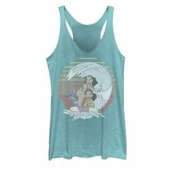 Licensed Character Juniors' Disney Lilo & Stitch 626 Stitch Day Retro Rainbow Portrait Tank Black Heather
