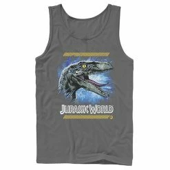 Licensed Character Men's Jurassic Park Blue Head Shot Logo Tank Charcoal -Licensed Character Shop unnamed file 29399