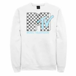 Licensed Character Men's MTV Logo Black And White Checkered Blue TV Sweatshirt 8 Licensed Character Men's MTV Logo Black And White Checkered Blue TV Sweatshirt -Licensed Character Shop unnamed file 29404
