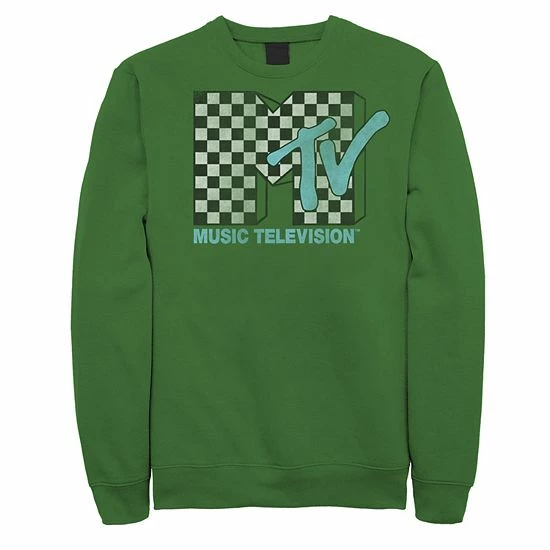 Licensed Character Men's MTV Logo Black And White Checkered Blue TV Sweatshirt 5 Licensed Character Men's MTV Logo Black And White Checkered Blue TV Sweatshirt - Image 3