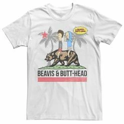 Licensed Character Men's Beavis And Butthead Bear California Flag Tee White -Licensed Character Shop unnamed file 29482