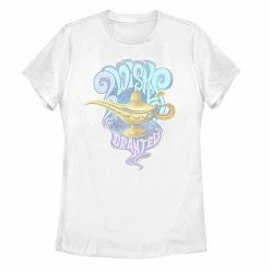 Licensed Character Juniors' Disney's Aladdin Genie Lamp Wishes Granted Tee Shirt White -Licensed Character Shop unnamed file 29683