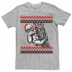 Licensed Character Men's Small Sloth Candy Cane Ugly Christmas Graphic Tee Navy Heather