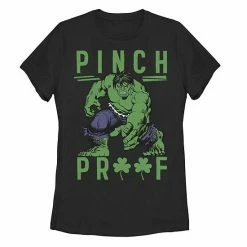 Licensed Character Juniors' Marvel Hulk St. Patty's Vintage Pinch Proof Graphic Tee Black -Licensed Character Shop unnamed file 29733