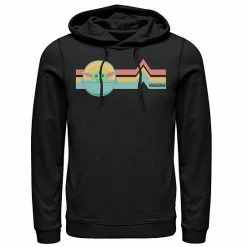 Licensed Character Men's Star Wars The Mandalorian The Child Rainbow Chest Lines Hoodie Charcoal Heather