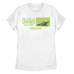 Licensed Character Juniors' Star Wars: The Mandalorian "My Child Can Levitate Your Child" Graphic Tee Navy -Licensed Character Shop unnamed file 29887